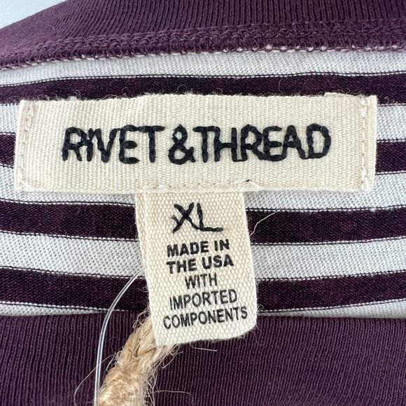 Rivet & Thread Madewell Oversized Tee Stripe Purple White Short Sleeves XL NEW - Picture 7 of 12